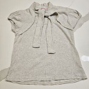 Striped Tie Front Top OS XS